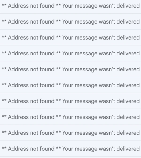 messages adresse non trouvée dans la boîte de réception
