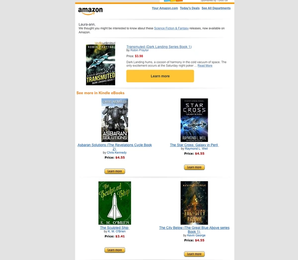 email de recommandation de produit amazon