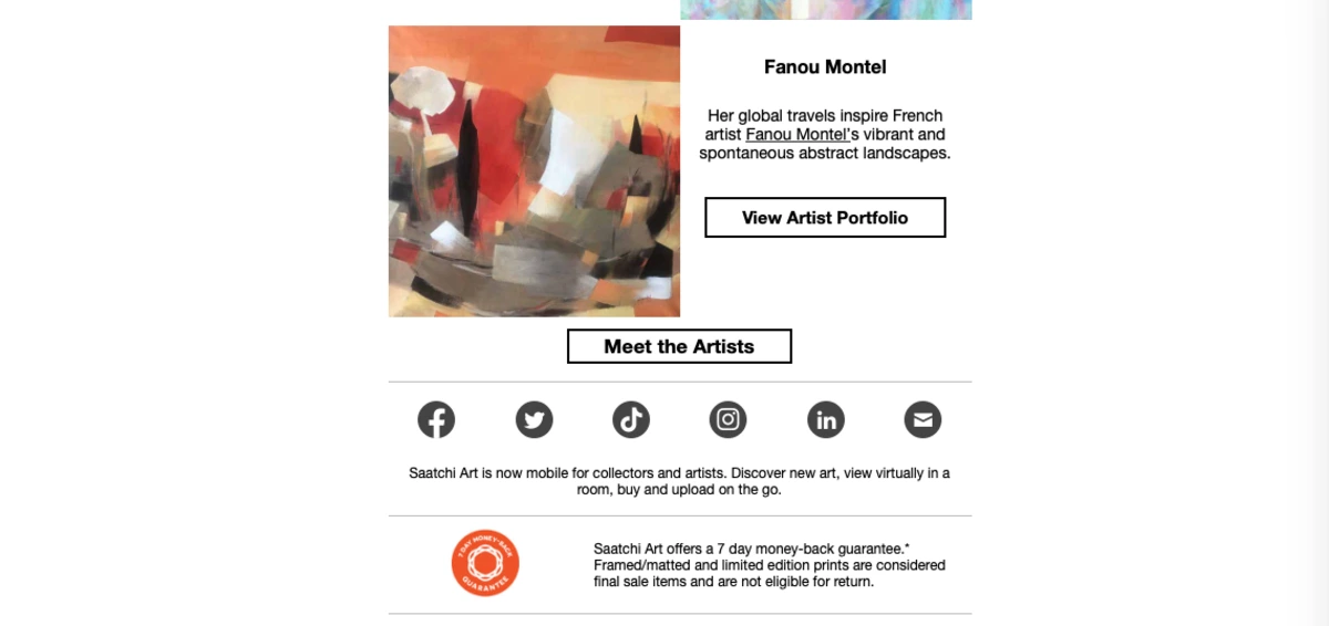 liens partagés d'e-mail de saatchi art