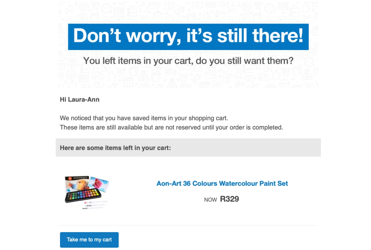 e-mail de panier abandonné