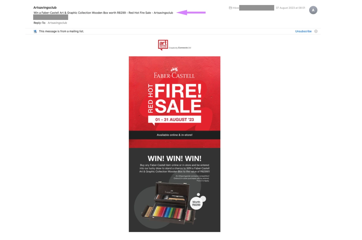email solde avec ligne d'objet accroche