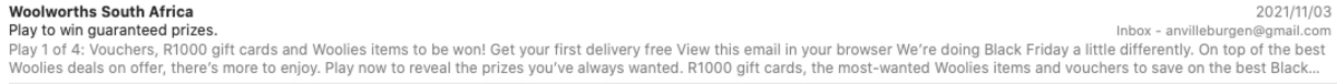 woolworths ligne d'objet d'e-mail accrocheur