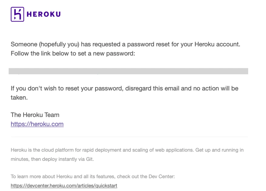 email réinitialisation mot de passe