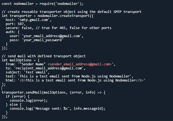 send email nodemailer