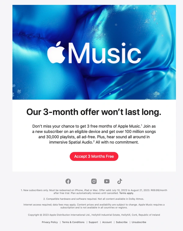 email e-blast apple music
